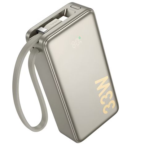 Повербанк Титанове золото Hoco Q27A Jewel 33W with cable 10000mAh