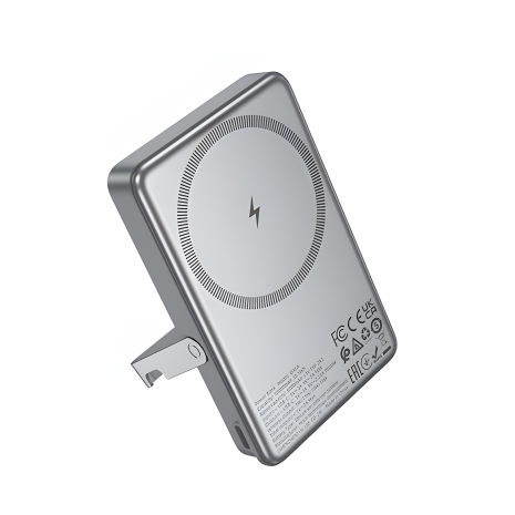 HOCO Q36A Sunlight 10000mAh Повербанк с магнитной фиксацией и держателем |1Type-C, 20W/3A, PD/QC| металлик-серый
