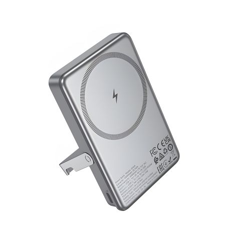 Повербанк HOCO Q36A Sunlight magnetic suction&holder, 10000mAh, 1Type-C, 20W, PD, QC, 3A, metal-grey