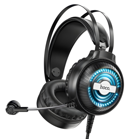 Игровые наушники HOCO W101 Streamer с LED-подсветкой черные