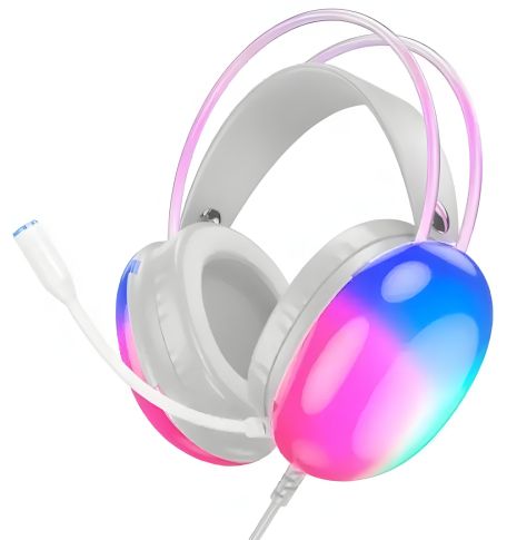 Наушники HOCO W109 Plus Rich |USB, 2м, LED| 7.1 канал игровые белые