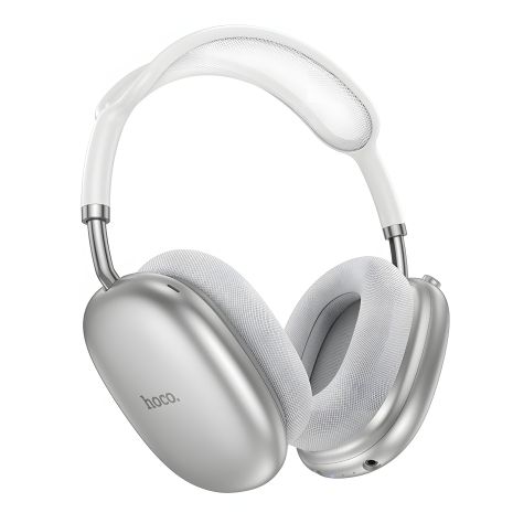 Silver Hoco W55 Plus Бездротові Навушники з ANC, Накладні, BT5.4, AUX, 800mAh, 90h Silver Hoco W55 Plus Бездротові Навушники з ANC, Накладні, BT5.4, AUX, 800mAh, 90h