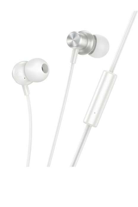 Вакуумные проводные наушники Hoco M110 серебристые с микрофоном