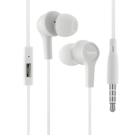 Hoco M50 Вакуумні Дротові Навушники з Мікрофоном, 3.5мм, 1.2м, Білий
