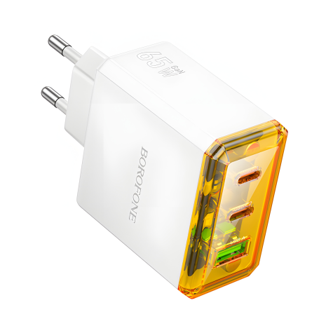Білий зарядний пристрій Borofone BAS34A 2Type-C/1USB PD/QC 65W