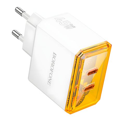 Білий зарядний пристрій Borofone BAS33A 2USB-C PD/QC45W