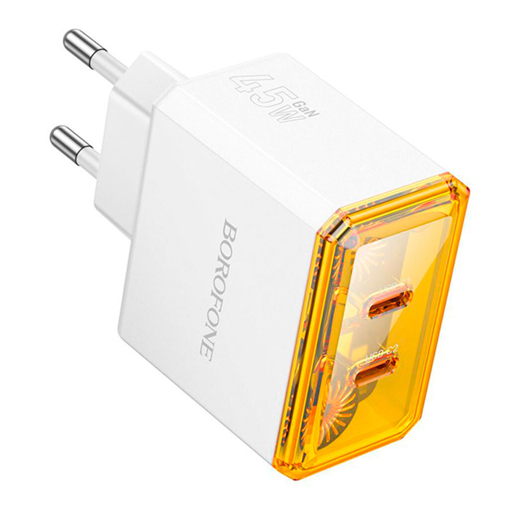 Сетевое Зарядное Устройство Borofone BAS33A 2USB-C PD/QC45W Белый Сетевое Зарядное Устройство Borofone BAS33A 2USB-C PD/QC45W Белый