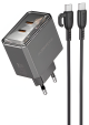 Чорний зарядний пристрій Borofone BAS33A 2USB-C PD/QC45W + Type-C to Type-C