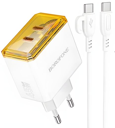 Зарядка Borofone BAS33A PD/QC 45W 2USB-C Type-C to Type-C белая