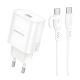 Мережевий зарядний пристрій Borofone BA82A 1USB-C PD/QC 25W+Type-C to Type-C білого кольору Мережевий зарядний пристрій Borofone BA82A 1USB-C PD/QC 25W+Type-C to Type-C білого кольору