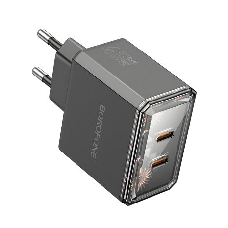 Чорний зарядний пристрій Borofone BAS33A 2USB-C PD/QC45W