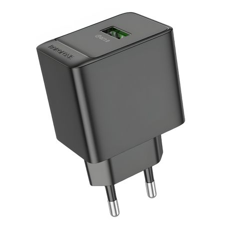 Чорний зарядний пристрій Borofone BAS12A 1USB QC3.0 18W