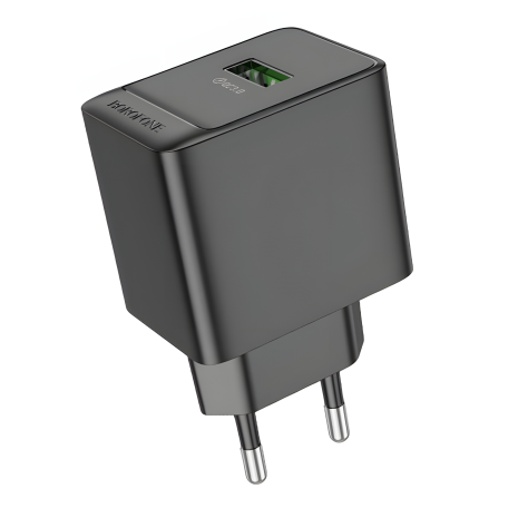 Чорний зарядний пристрій Borofone BAS12A 1USB QC3.0 18W