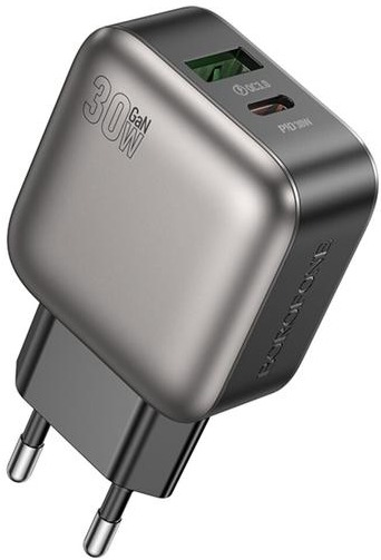 Сетевое Зарядное Устройство Borofone BAS55A 1USB-C/1USB PD/QC 30W GAN Черный