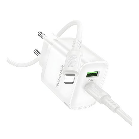 Зарядное Устройство Borofone BA83A 1USB-C/1USB PD/QC 20W+Белый Type-C to Lightning
