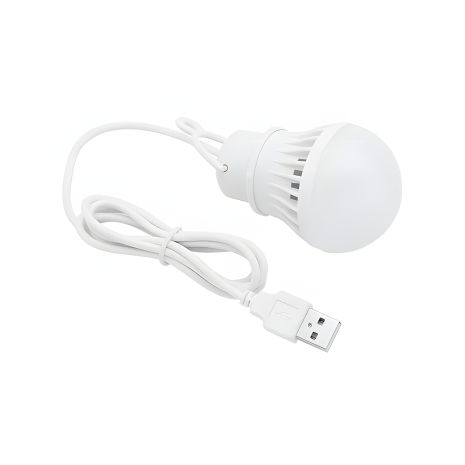 LED USB-лампочка 3W 6500K холодный свет, белая пластиковая, 90cm