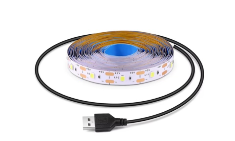 LED лента 2835 USB 5V 5m, клейкая, теплый свет