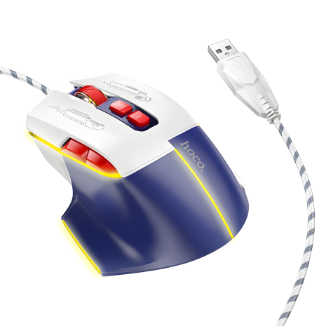 Игровая мышь Hoco GM31 USB Overlord светящаяся бело-голубая