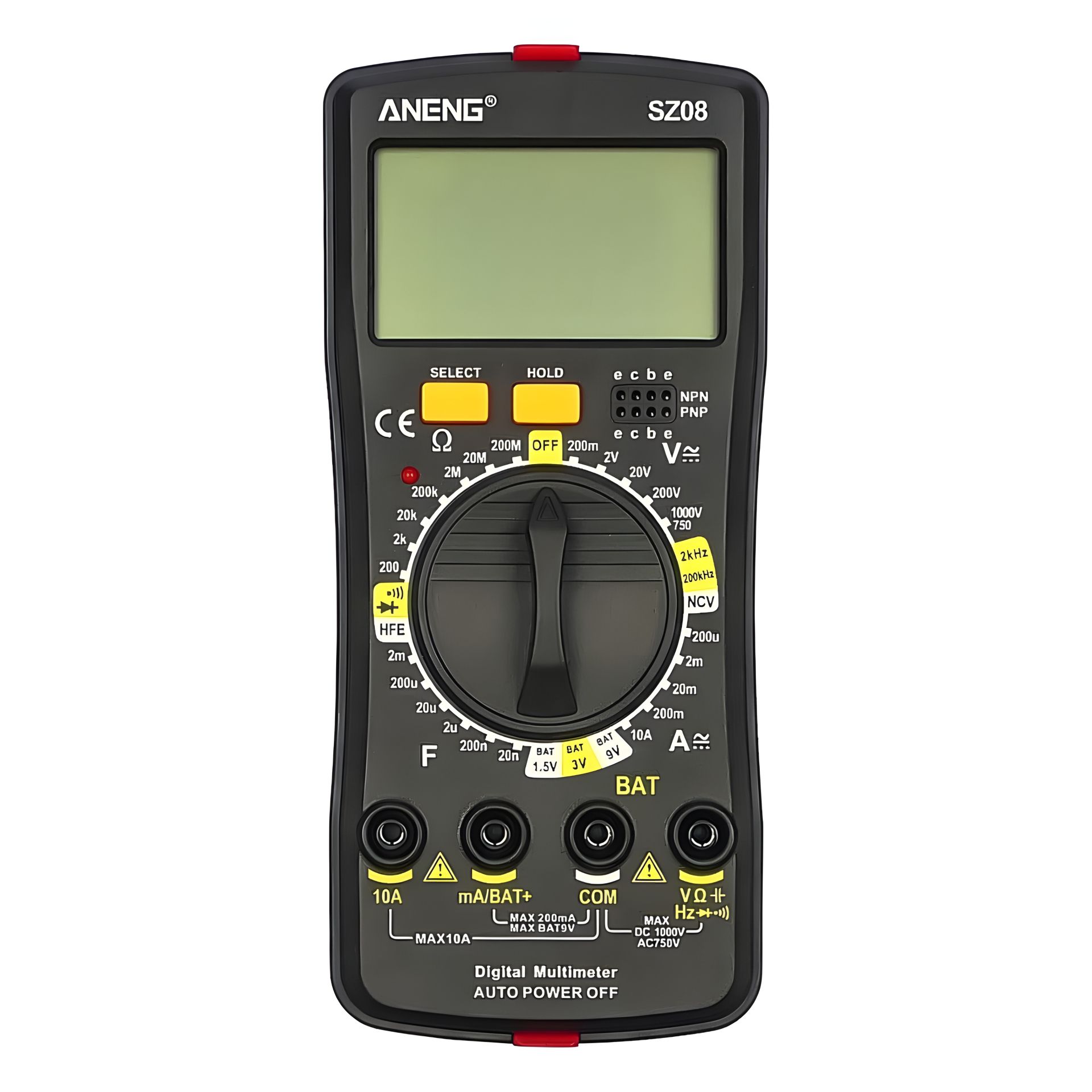 Цифровой мультиметр Aneng SZ08 с функцией BAT, с детектором скрытой проводки (ток до 10A) Цифровой мультиметр Aneng SZ08 с функцией BAT, с детектором скрытой проводки (ток до 10A)
