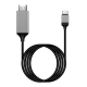 Кабель адаптер Type-C to HDMI 4K 30Hz, 2K 75Hz 1.8m, метал, ПВХ, Black-Grey (TH001-MPV18KG-430)