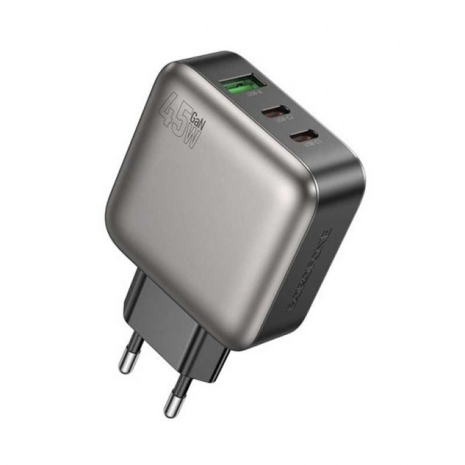 Мережевий зарядний пристрій Borofone BAS56A 2USB-C/1USB QC/PD 45W GAN Чорний Мережевий зарядний пристрій Borofone BAS56A 2USB-C/1USB QC/PD 45W GAN Чорний