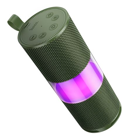 Колонка Bluetooth портативная Hoco HC29 с подсветкой LED |BT5.4, TF/FM/TWS, 7.5W*2, 3h| болотная