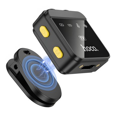 Мікрофон Hoco L17 бездротовий, чорний, Dual-mic magnetic, 75mAh, 600mAh