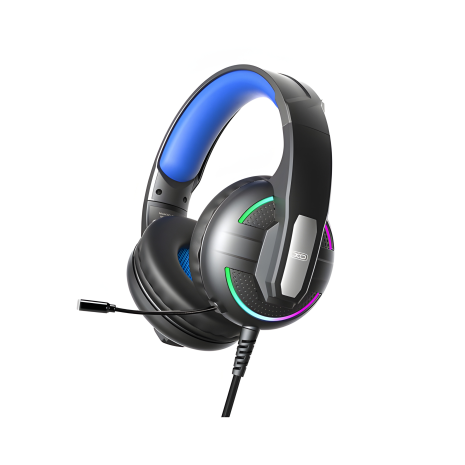 Игровые наушники XO-GE-09 Static RGB Long Mic с USB+3.5 (с адаптерным кабелем) черные