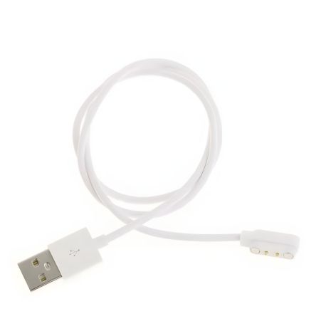 Универсальный магнитный USB кабель для смарт часов 2 pin (2.8 x 9 мм) белый