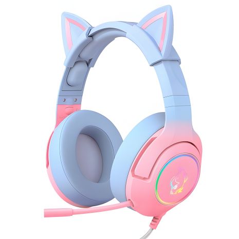 ONIKUMA K9 CAT Gradient Gaming with RGB, 7.1, USB, 2.2m, pink&blue Дротова ігрова гарнітура ONIKUMA K9 CAT Gradient Gaming with RGB, 7.1, USB, 2.2m, pink&blue Дротова ігрова гарнітура