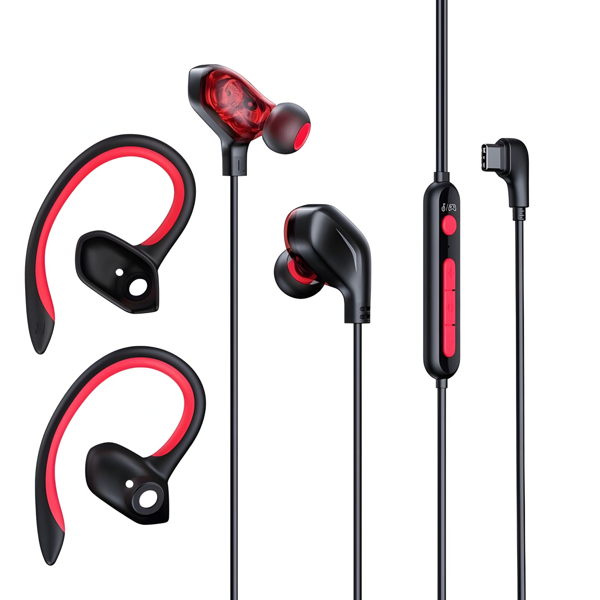 Baseus GAMO Immersive Virtual 3D Game Type-C Earphones Red Наушники Baseus GAMO Immersive Virtual 3D Game Type-C Earphones Red Наушники