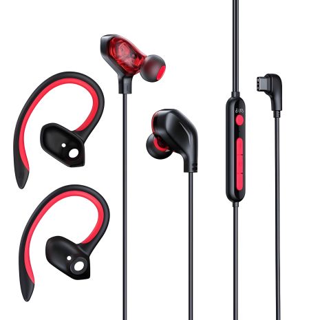 Baseus GAMO Immersive Virtual 3D Game Type-C Earphone red Дротові ігрові навушники Baseus GAMO Immersive Virtual 3D Game Type-C Earphone red Дротові ігрові навушники