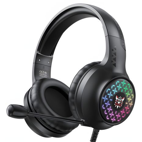 Ігрова дротова гарнітура ONIKUMA X7 Pro Gaming with LED, USB, 3.5mm, 2.2m, чорна