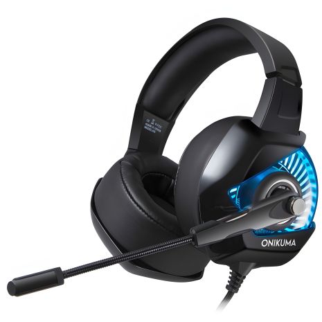 Ігрова дротова гарнітура ONIKUMA K6 Gaming with LED, USB, 3.5mm, 2m, чорна-синя