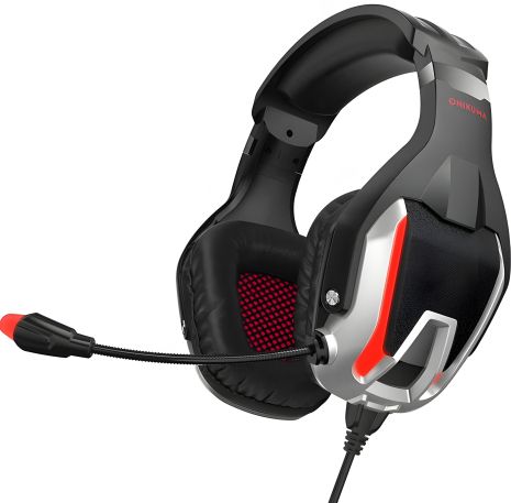 Ігрова дротова гарнітура ONIKUMA K12 Gaming with LED, USB, 3.5mm, 2.2m, чорна-червона