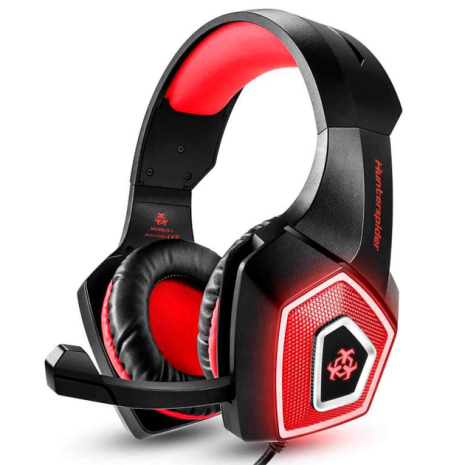 Наушники HUNTERSPIDER Gaming with LED V1 black-red