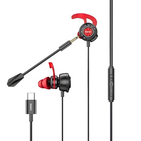 Ігрові вакуумні навушники дротові REMAX RM-755 Type-C Gaming Headphone, 1.2m, black Ігрові вакуумні навушники дротові REMAX RM-755 Type-C Gaming Headphone, 1.2m, black