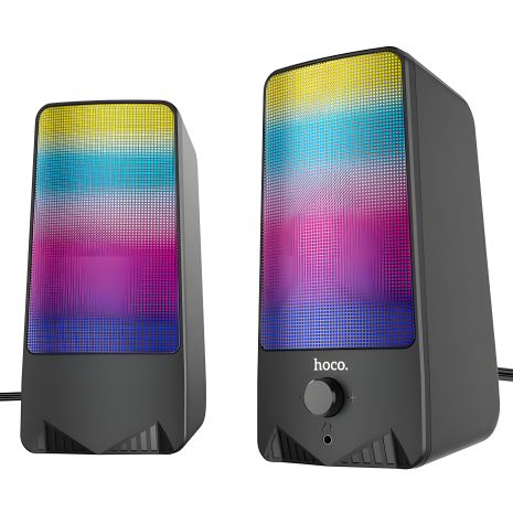 Акустика для ПК HOCO DS14 RGB Rhythmic Spectrum 10W, USB, 3.5mm, Mic, black з підсвіткою