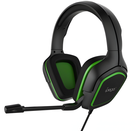 iPega Gaming гарнітура дротова PG-R006G, 3.5mm, Зниж. шумів, 2m, чорний-зелений