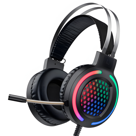 НОСО Gaming LED Headphones ESD03 Дротові навушники, USB, 2х3.5mm, 2m, чорний НОСО Gaming LED Headphones ESD03 Дротові навушники, USB, 2х3.5mm, 2m, чорний
