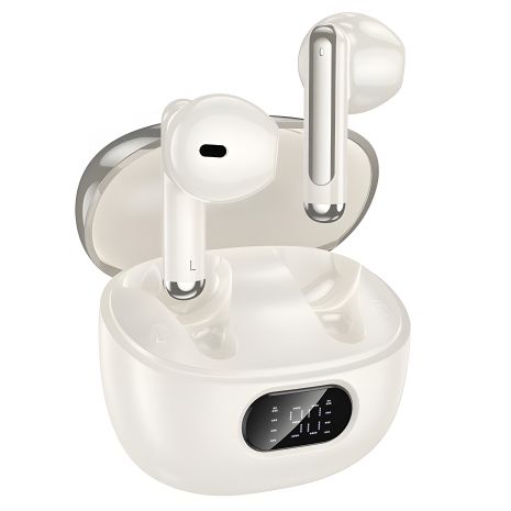 Наушники HOCO EQ18 Field ANC+ENC noise cancelling true wireless BT headset |BT5.4, 35/300mAh, 5-6h| молочно-белые Наушники HOCO EQ18 Field ANC+ENC noise cancelling true wireless BT headset |BT5.4, 35/300mAh, 5-6h| молочно-белые