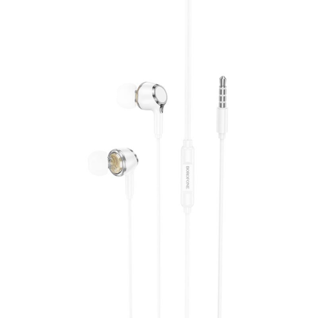 Наушники Borofone BM90 Miller universal earphones with microphone white