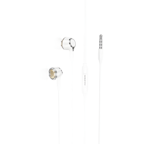 Borofone BM90 Miller universal Wired earphones with microphone, 3.5mm, 1.2m, white