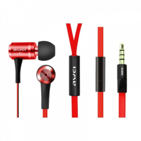 Дротові навушники AWEI ES-120i, 3.5mm, 1.2m, red