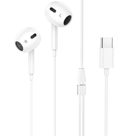 Дротові навушники HOCO M1 Max Type-C crystal earphones with mic, 1.2m, white Дротові навушники HOCO M1 Max Type-C crystal earphones with mic, 1.2m, white