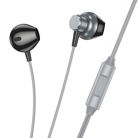 Навушники дротові HOCO M125 Smart metal universal, з мікрофоном, 3.5mm, 1.2m, сіро-металеві