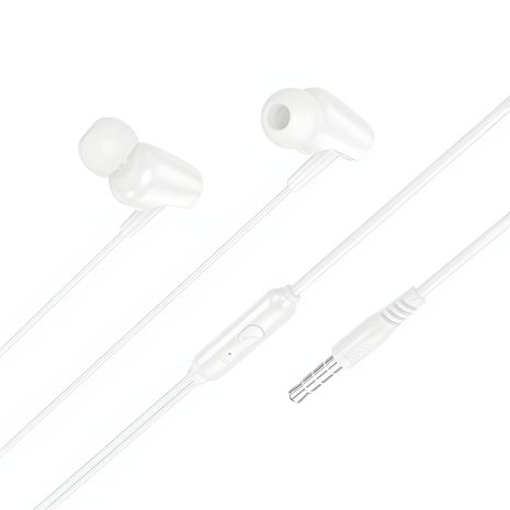 Навушники дротові HOCO M112 Story universal, з мікрофоном, 3.5mm, 1.2m, білі