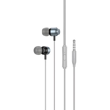 Навушники HOCO M122 Power metal з мікрофоном, 3.5mm, 1.2m, метал-грей