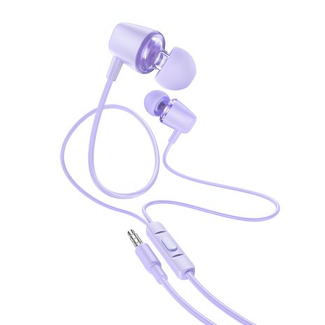 HOCO M107 Discoverer purple universal earphones with mic