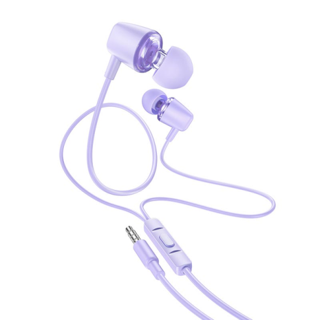 Дротові навушники HOCO M107 Discoverer universal earphones with mic, 3.5mm, 1.2m, purple Дротові навушники HOCO M107 Discoverer universal earphones with mic, 3.5mm, 1.2m, purple